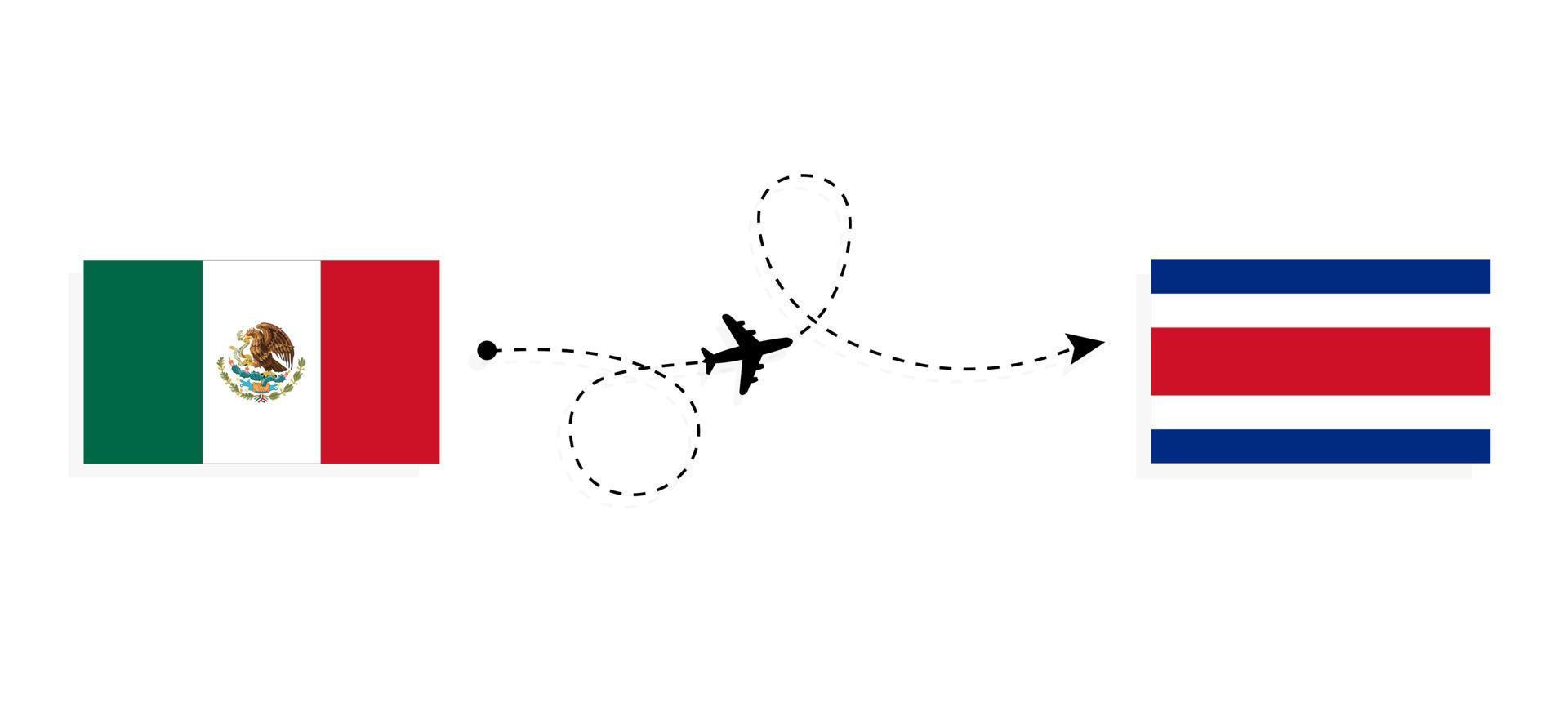 vol et voyage du mexique au costa rica par concept de voyage en avion de passagers vecteur