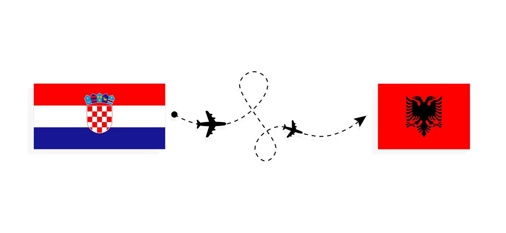 vol et voyage de la croatie à l'albanie par concept de voyage en avion de passagers vecteur