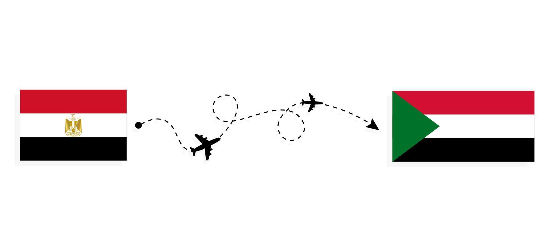 vol et voyage d'egypte au soudan par concept de voyage en avion de passagers vecteur