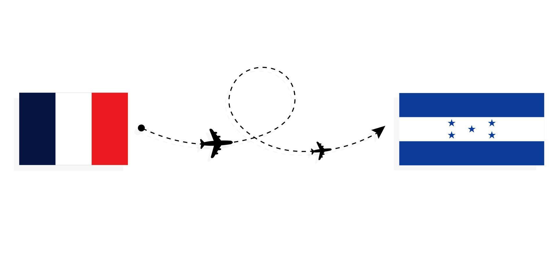 vol et voyage de la france au honduras par concept de voyage en avion de passagers vecteur