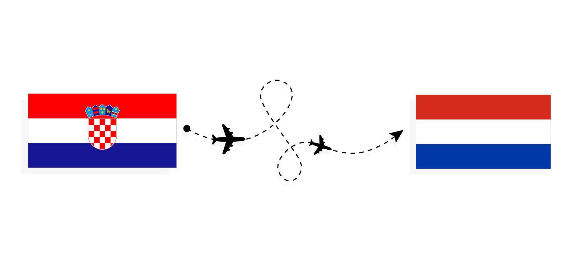 vol et voyage de la croatie au paraguay par concept de voyage en avion de passagers vecteur