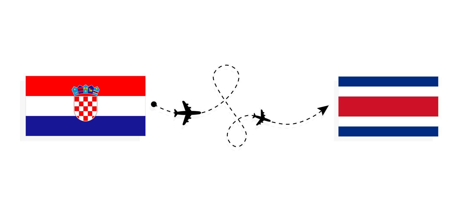 vol et voyage de la croatie au costa rica par concept de voyage en avion de passagers vecteur