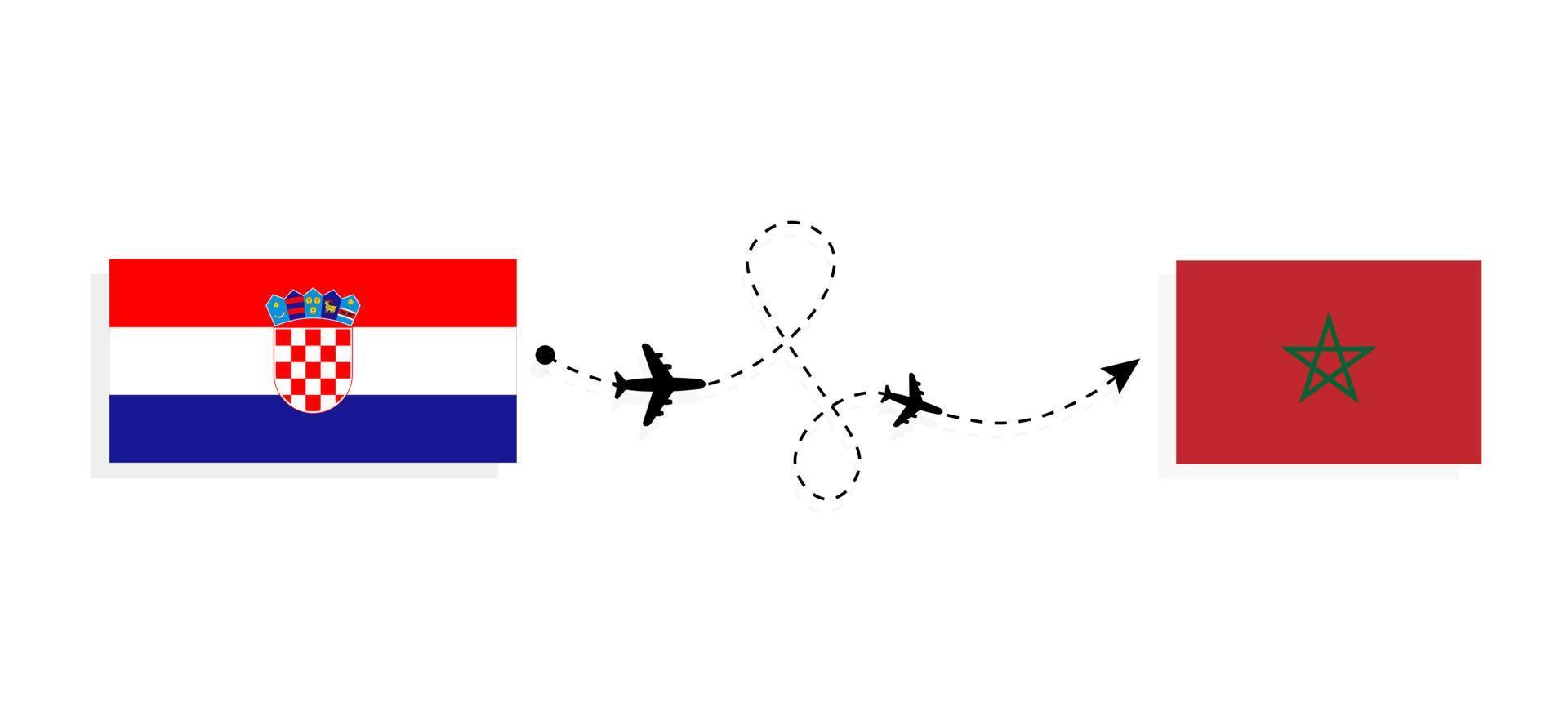 vol et voyage de la croatie au maroc par concept de voyage en avion de passagers vecteur