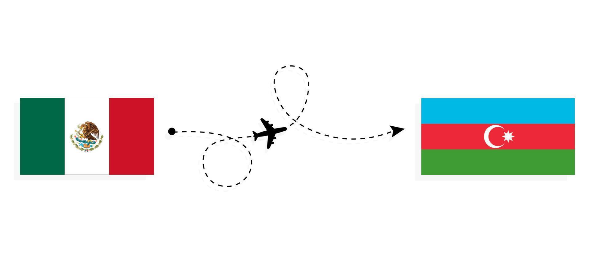 vol et voyage du mexique à l'azerbaïdjan par concept de voyage en avion de passagers vecteur