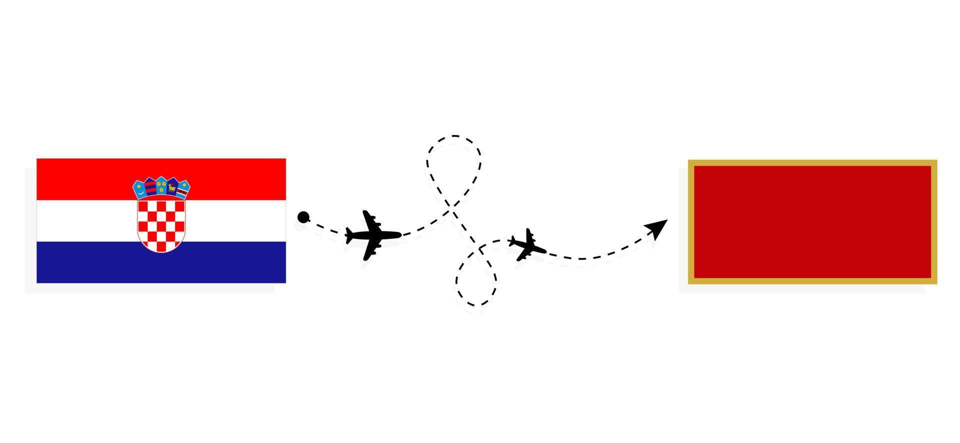 vol et voyage de la croatie au monténégro par concept de voyage en avion de passagers vecteur