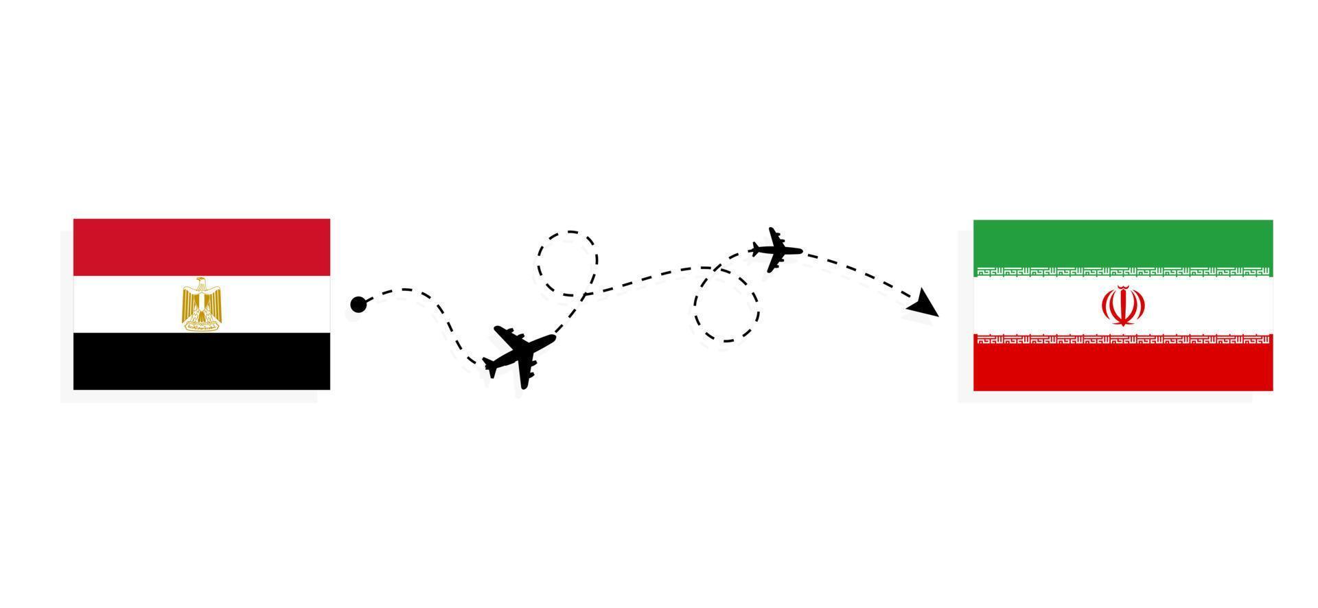 vol et voyage de l'egypte à l'iran par concept de voyage en avion de passagers vecteur