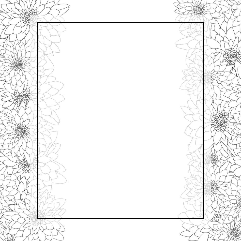 bordure de carte de bannière de contour de chrysanthème vecteur