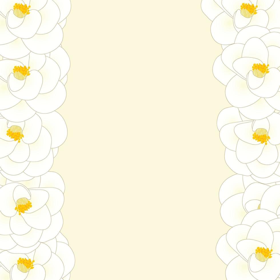 bordure de fleurs de camélia blanc vecteur