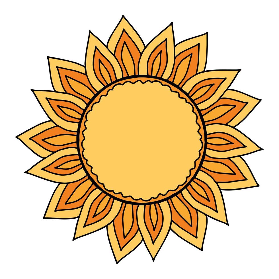 illustration vectorielle de l'icône du soleil stylisé pour le jour férié ou les vacances russes maslenitsa. art folklorique, symbole traditionnel de la semaine des crêpes vecteur