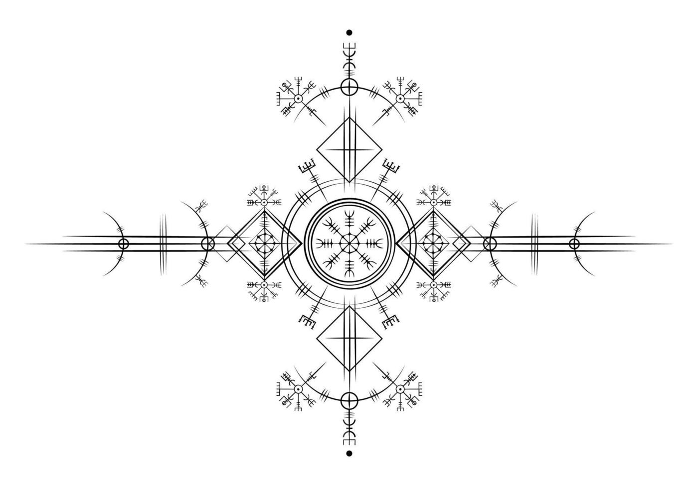 magie ancienne viking art déco, boussole de navigation vegvisir blanche ancienne. les vikings utilisaient de nombreux symboles conformément à la mythologie nordique, largement utilisés dans la société viking. logo icône wiccan signe ésotérique vecteur