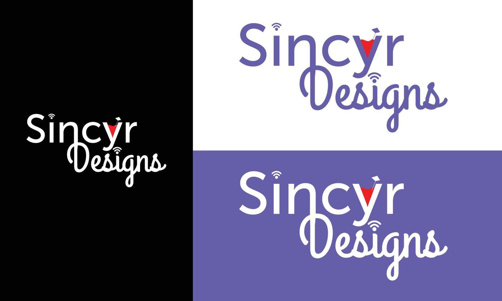 logo de restaurant sincyr design d'entreprise de marque vecteur combinaison de couleurs bleu et rouge