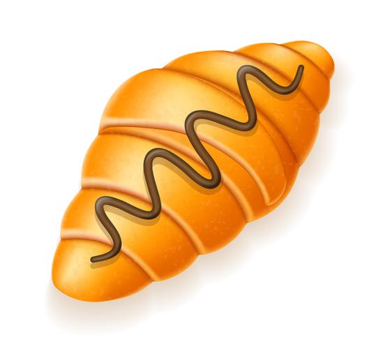 croissant croustillant arrosé d&#39;illustration vectorielle au chocolat vecteur