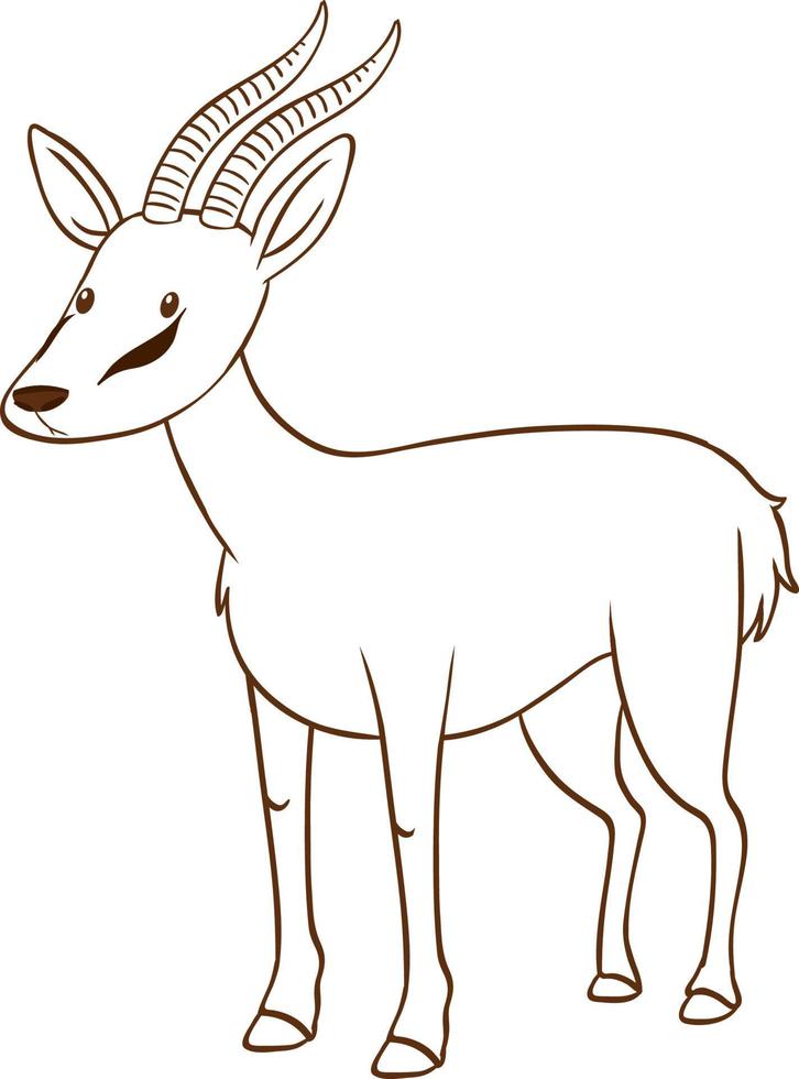 antilope dans un style simple doodle sur fond blanc vecteur