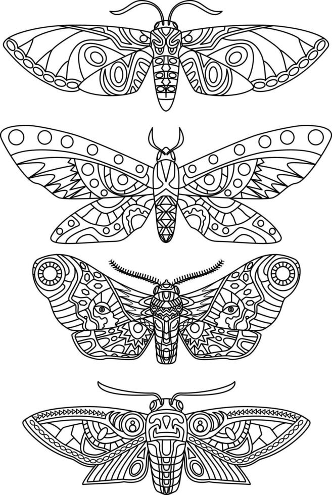 dessin de papillon d'ornement pour la thérapie de coloration vecteur