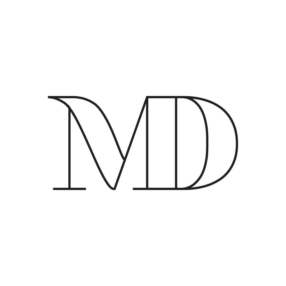 vecteur de conception de logo de lettre md sur fond blanc.