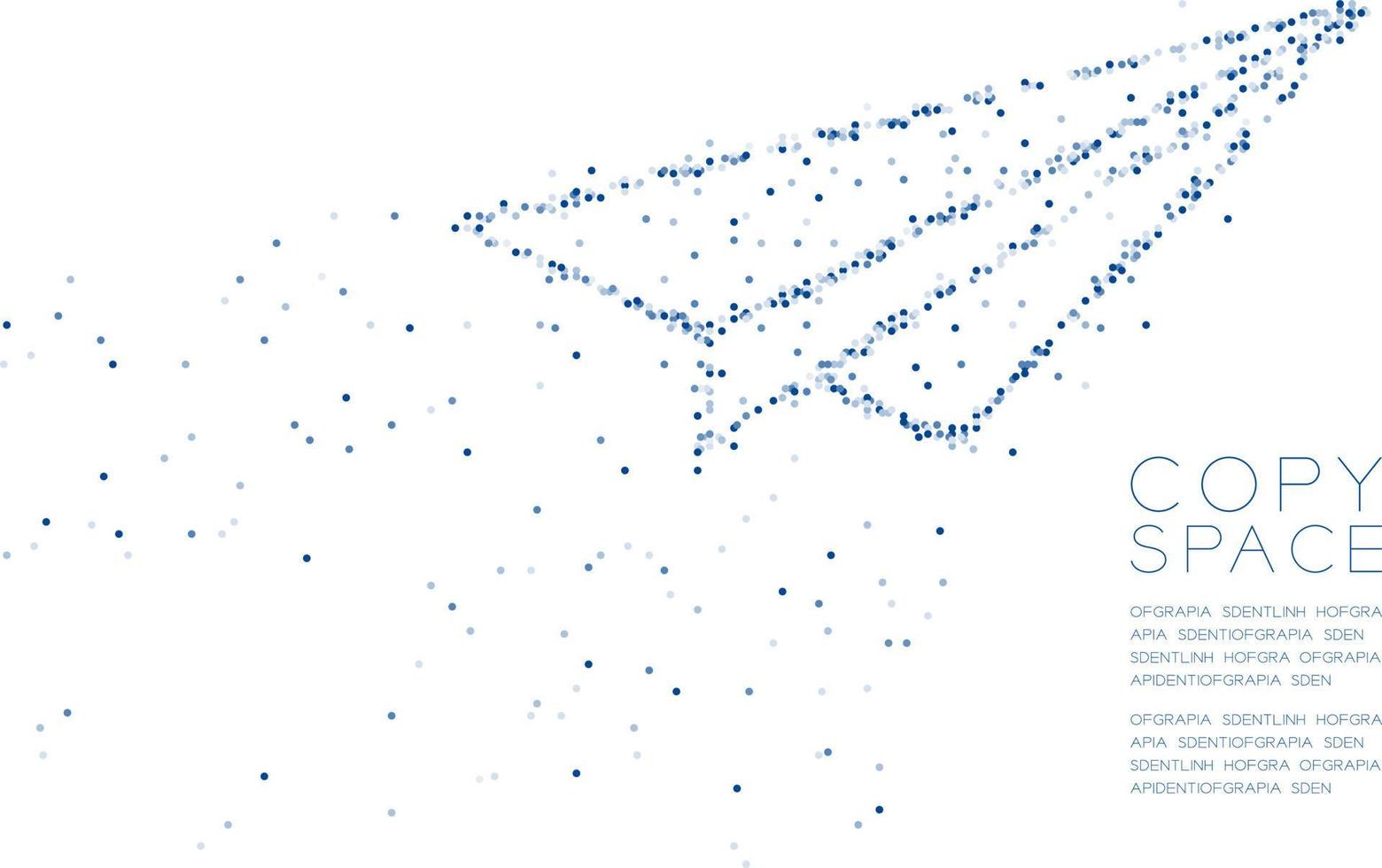 forme d'avion de papier de modèle de particule de molécule de point de cercle géométrique abstrait, illustration de couleur bleue de conception de concept de vision d'entreprise de technologie de vr isolée sur le fond blanc avec l'espace de copie, eps de vecteur