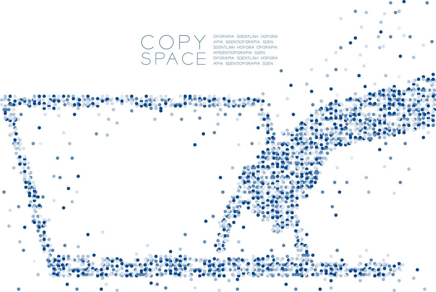 abstrait géométrique cercle dot molécule particule main pousser clavier d'ordinateur portable, vr technologie concept design illustration de couleur bleue isolée sur fond blanc avec espace de copie, vecteur eps 10