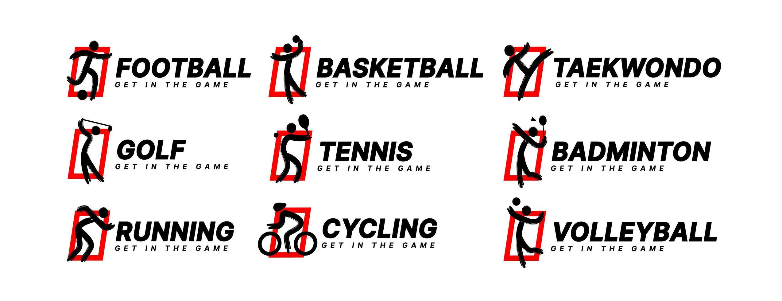 ensemble de tournoi d'icônes sportives, concept de logotype de club de sport. illustrations vectorielles de conception de symbole de sport abstrait vecteur