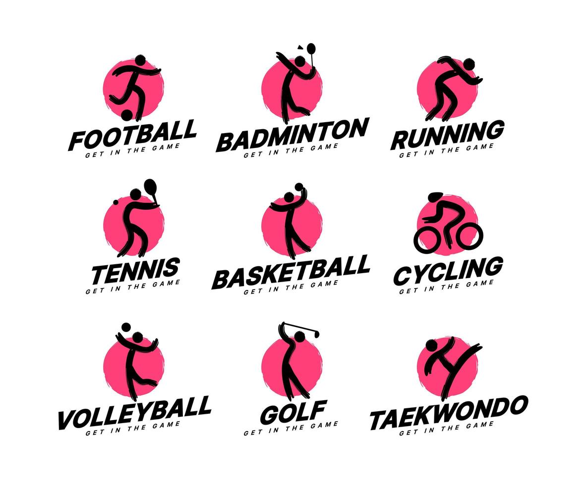 ensemble de tournoi d'icônes de sport, concept de logotype de club de sport. illustrations vectorielles de conception de symbole de sport abstrait vecteur