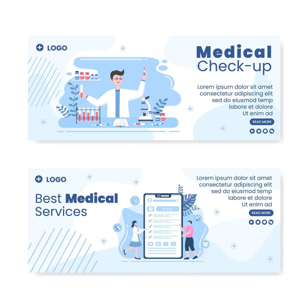 modèle de bannière de contrôle médical illustration de conception plate de soins de santé modifiable de fond carré pour les médias sociaux, la carte de voeux ou le web vecteur