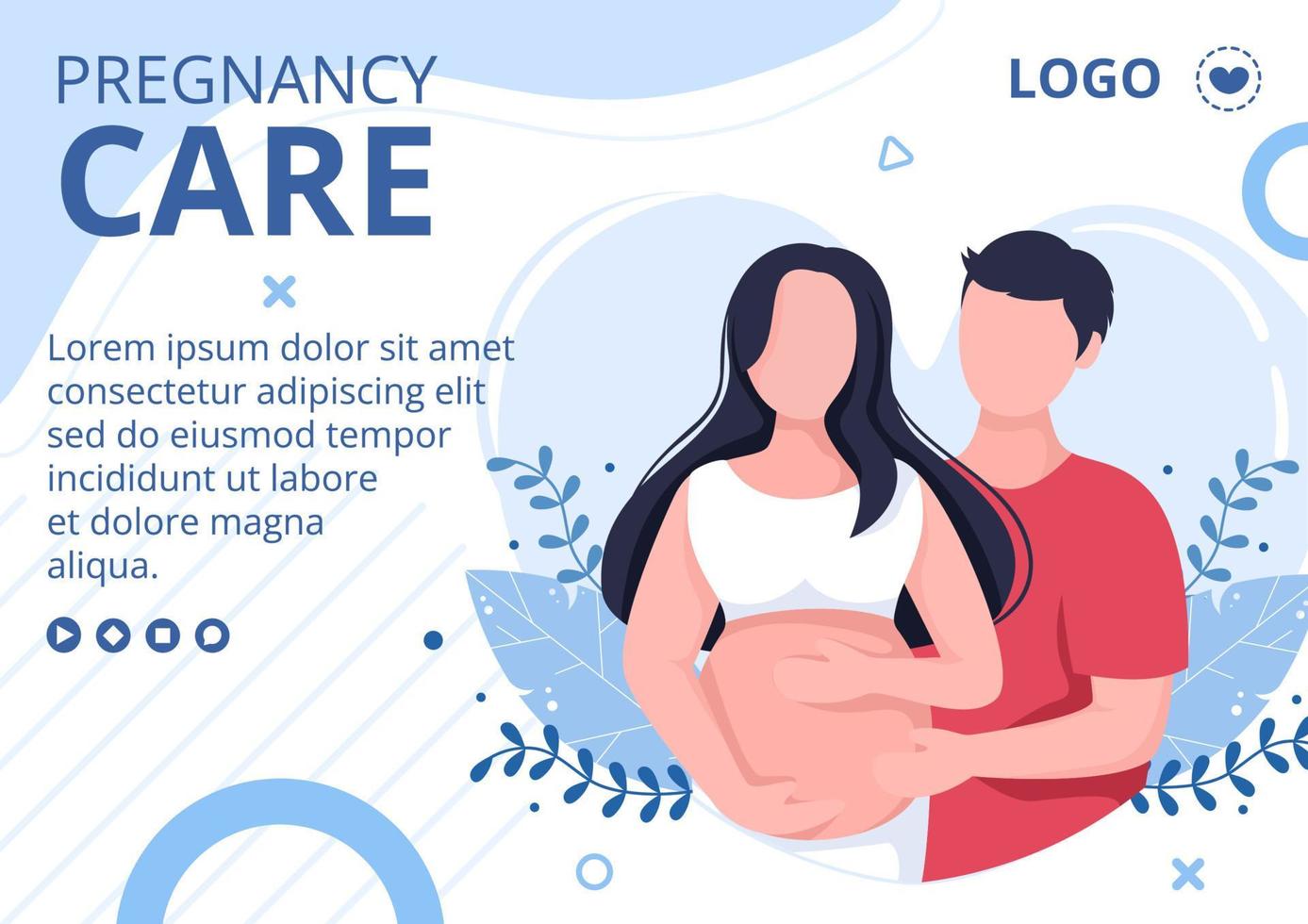 femme enceinte ou mère brochure modèle de soins de santé illustration de conception plate modifiable de fond carré pour les médias sociaux ou la carte de voeux vecteur