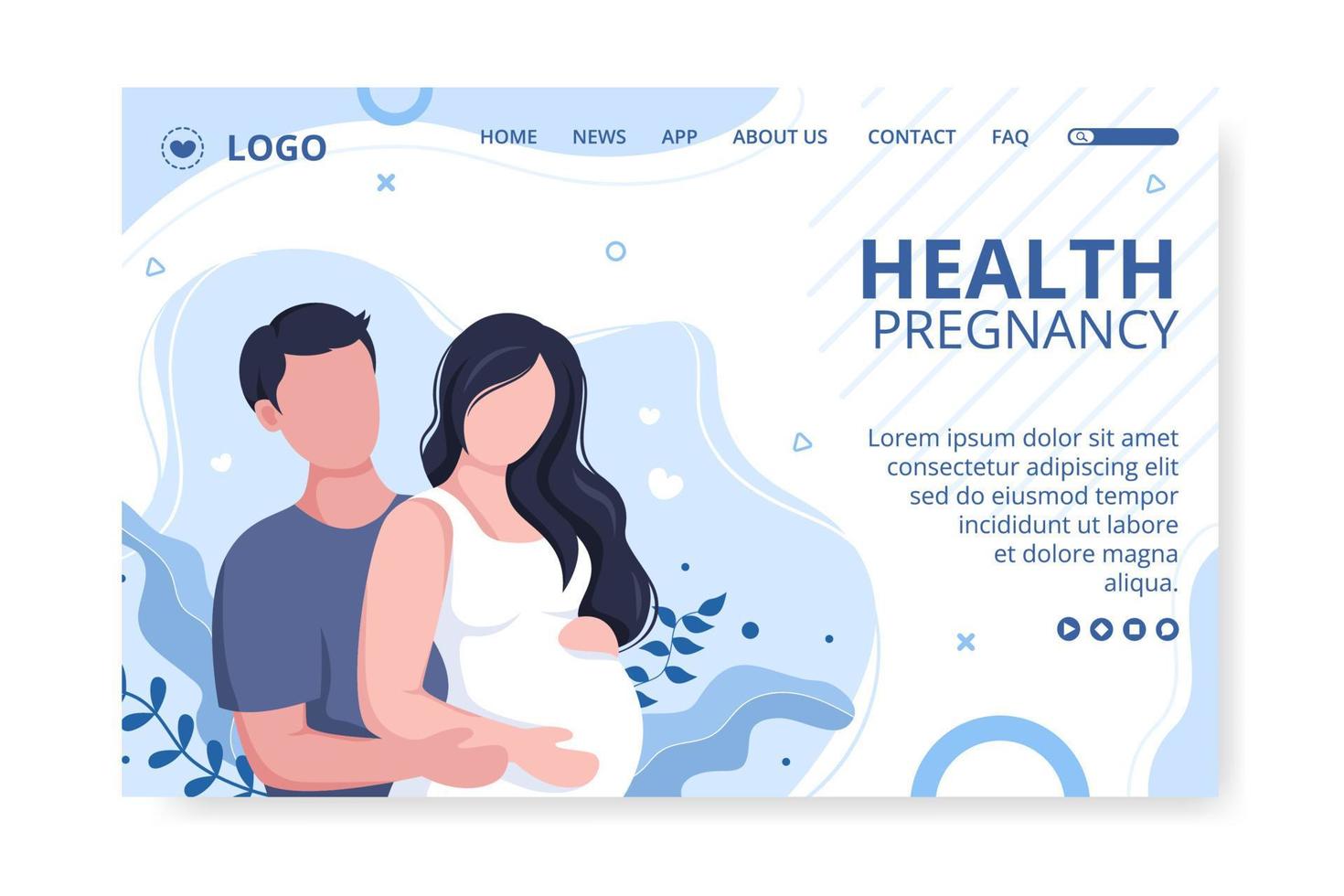 femme enceinte ou mère page de destination modèle de soins de santé illustration de conception plate modifiable de fond carré pour les médias sociaux ou la carte de voeux vecteur