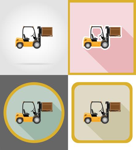 icônes de plat de livraison chariot élévateur vector illustration