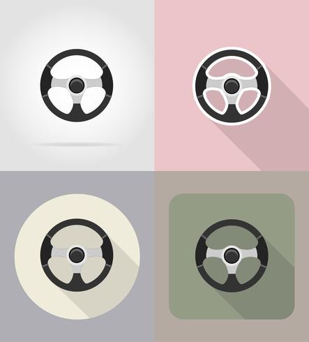 icônes de plat de volant de voiture vector illustration
