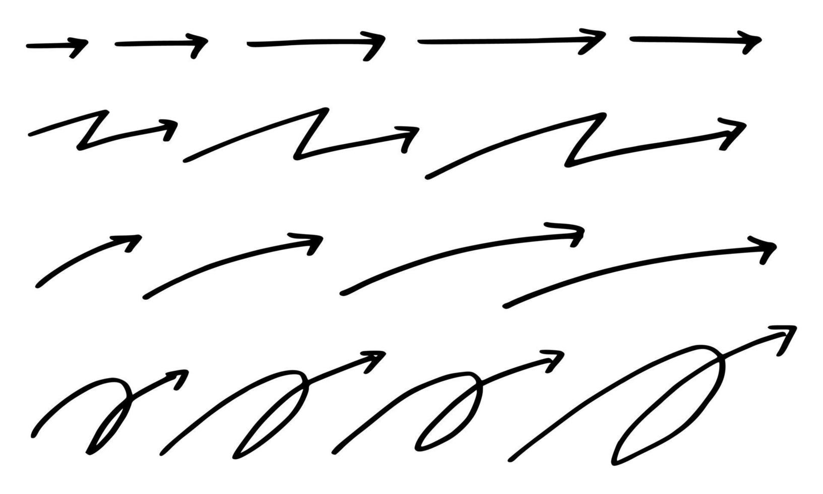 ensemble de vecteurs de doodle dessinés à la main de flèches. vecteur