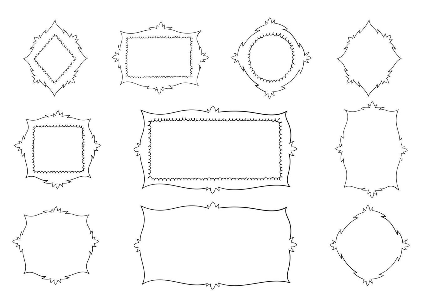 cadres dessinés à la main illustration de conception de vecteur isolé sur fond blanc