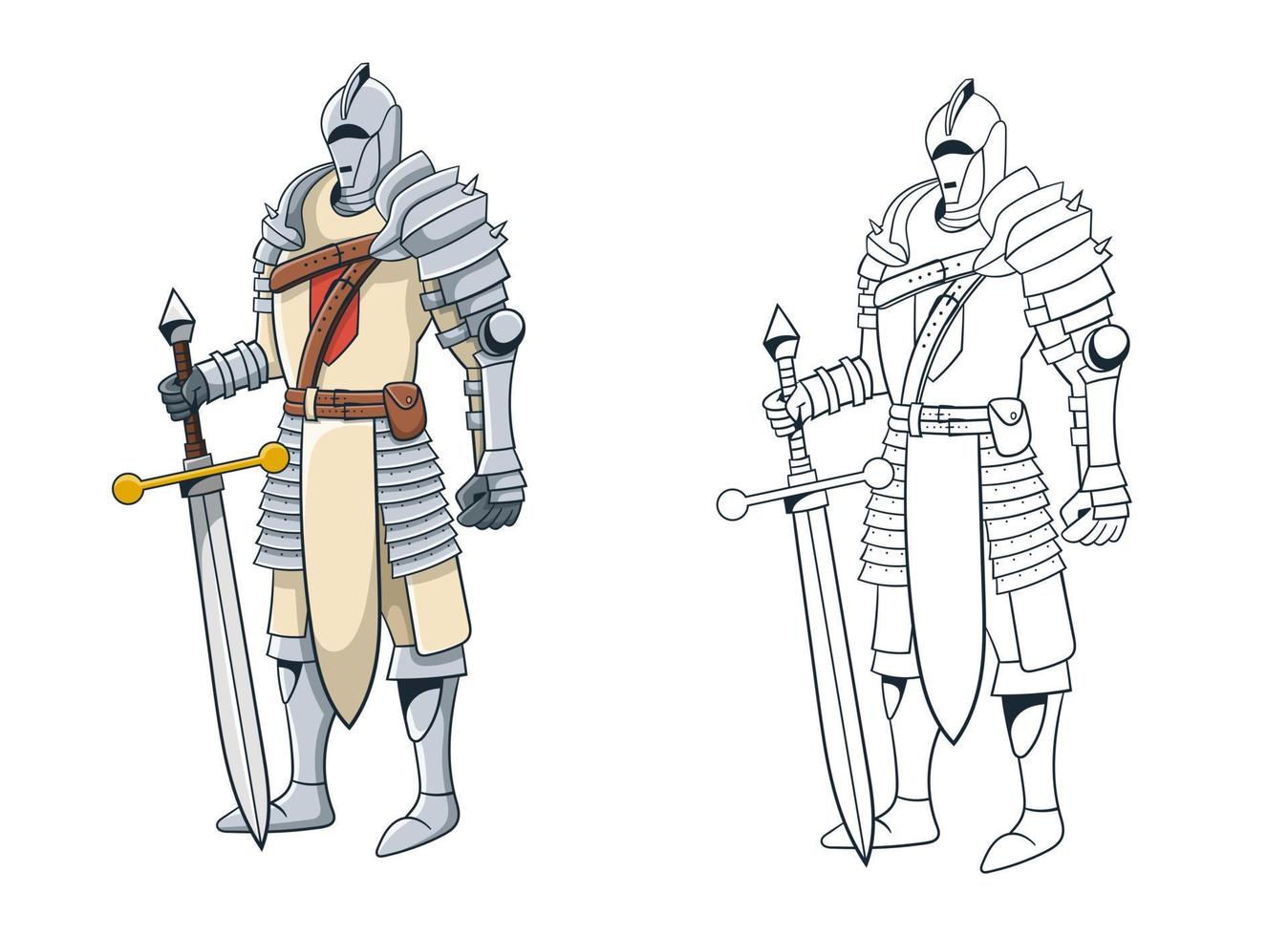 illustration de conception de vecteur de chevalier isolé sur fond blanc