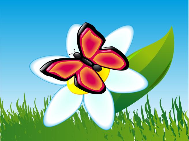 papillon sur une fleur vecteur