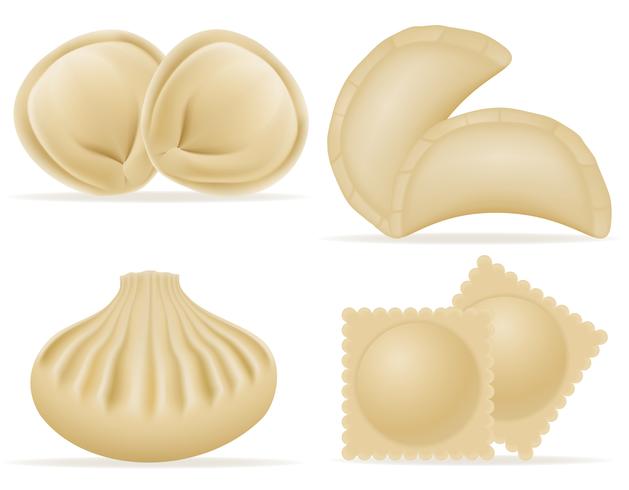 boulettes de pâte avec une garniture set icons illustration vectorielle vecteur