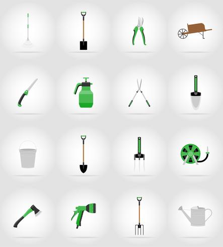 outils de jardinage icônes plats vector illustration