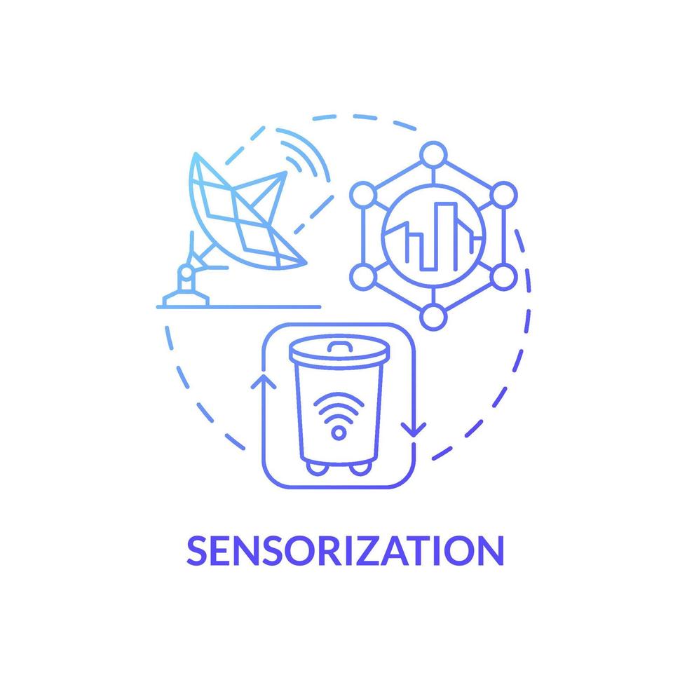 icône de concept de dégradé bleu de sensorisation. programme de numérisation de la ville moderne. illustration de la ligne mince de l'idée abstraite de la technologie du confort des citoyens. dessin en couleur de contour isolé de vecteur