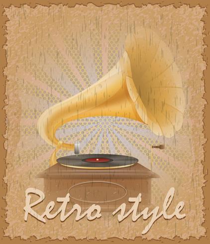 illustration vectorielle de style rétro affiche vieux gramophone vecteur