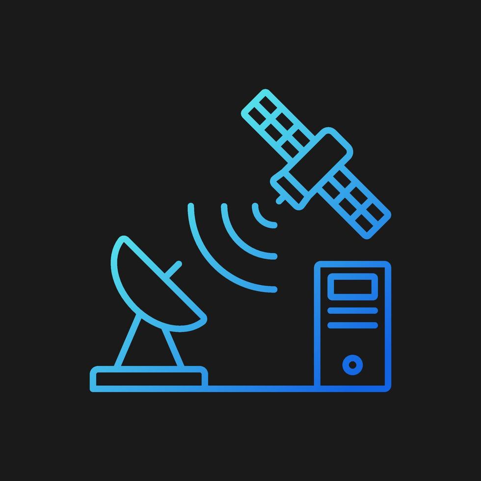 tcp sur l'icône vectorielle dégradé satellite pour le thème sombre. connexion au réseau mondial de télécommunications. symbole de couleur de ligne mince. pictogramme de style moderne. dessin de contour isolé de vecteur