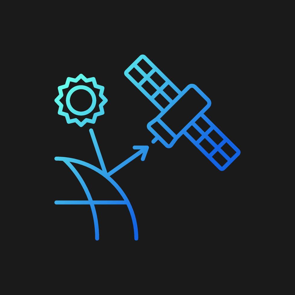 icône vectorielle de gradient satellite de télédétection pour le thème sombre. conceptualisation de la terre numérique. observation de la terre. symbole de couleur de ligne mince. pictogramme de style moderne. dessin de contour isolé de vecteur