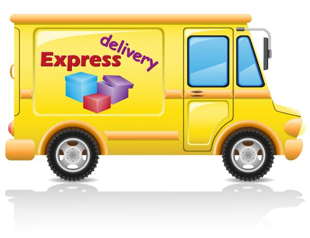 livraison express de voiture de courrier et de colis vector illustration