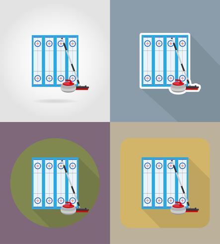 aire de jeux pour le curling sport jeu plat icônes vector illustration