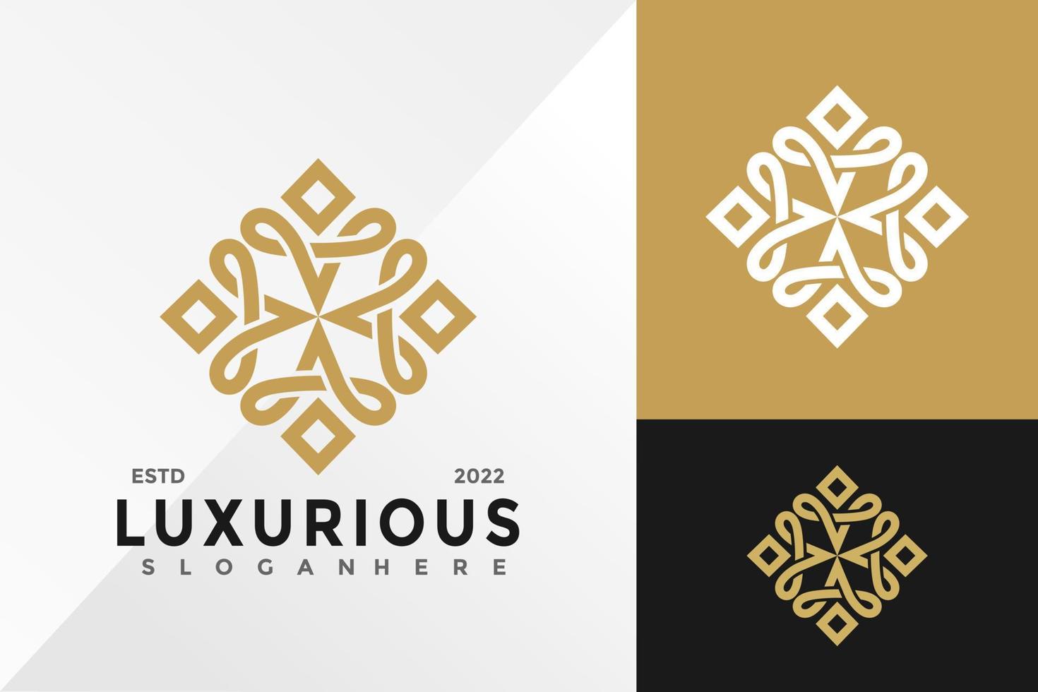 Ornement de luxe bijoux logo design modèle d'illustration vectorielle vecteur