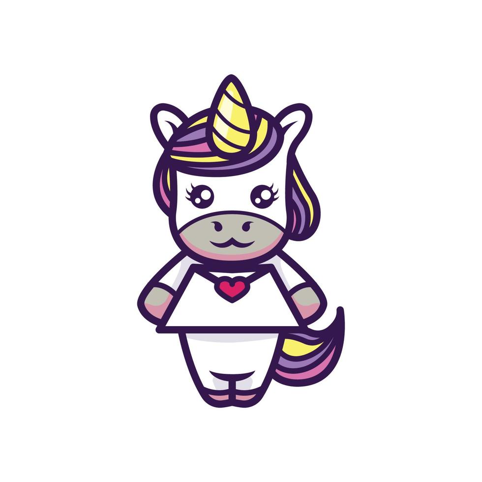 conception mignonne de petite mascotte de licorne vecteur