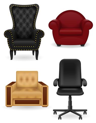 set d&#39;icônes fauteuil illustration vectorielle de mobilier vecteur