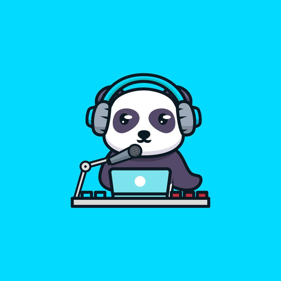 mascotte panda dj vecteur