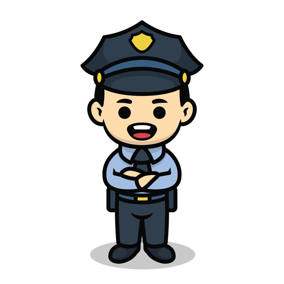 personnage de dessin animé mignon policier vecteur