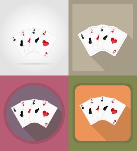 cartes à jouer pour casino icônes plates vector illustration