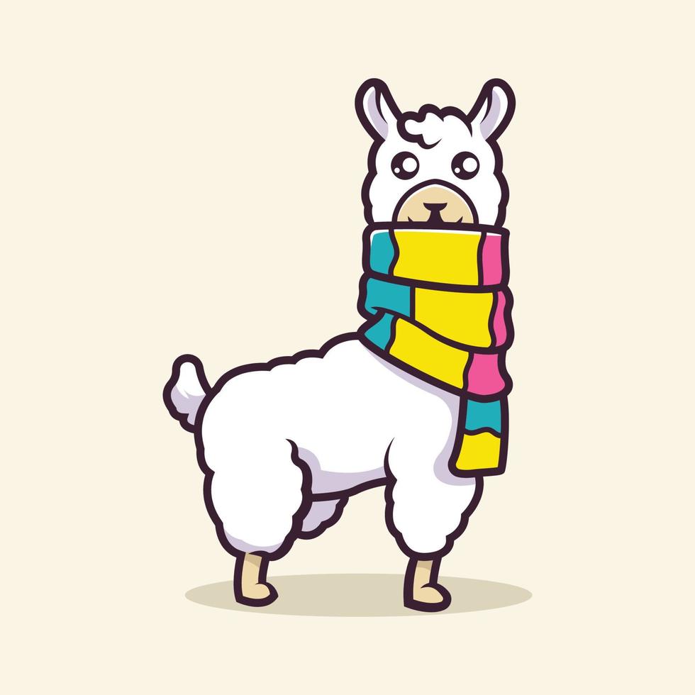 illustration vectorielle de mascotte de lama mignon vecteur