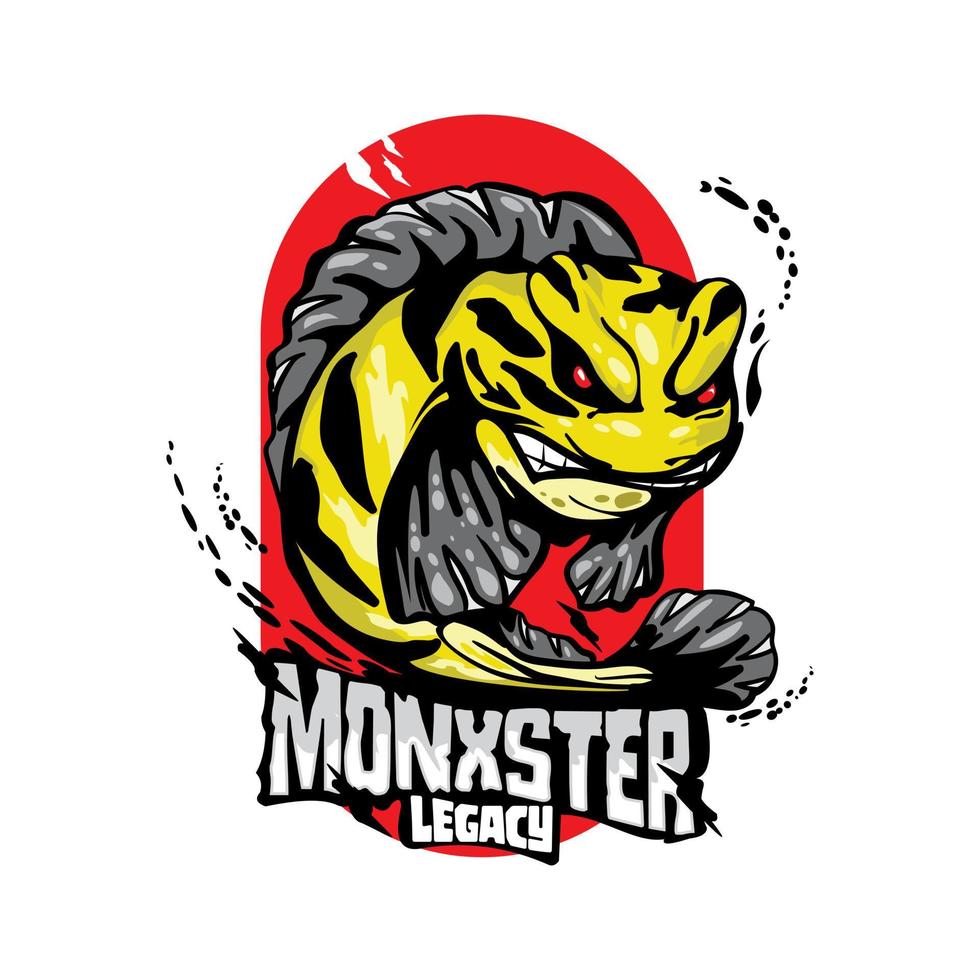 poisson prédateur, logo de mascotte de monstre, vecteur de poisson d'illustration