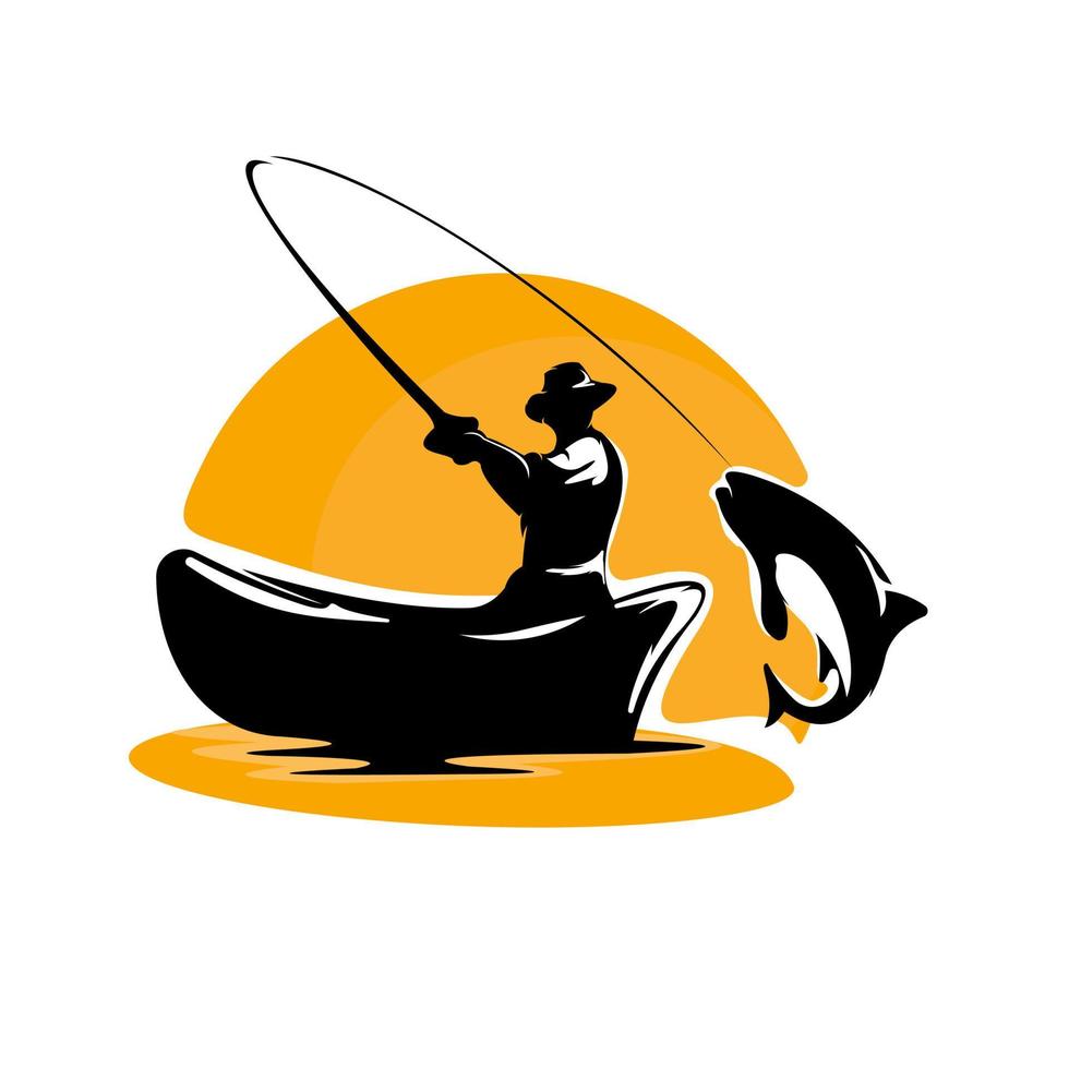 logo de pêcheur minimalis, vecteur de pêcheur d'illustration