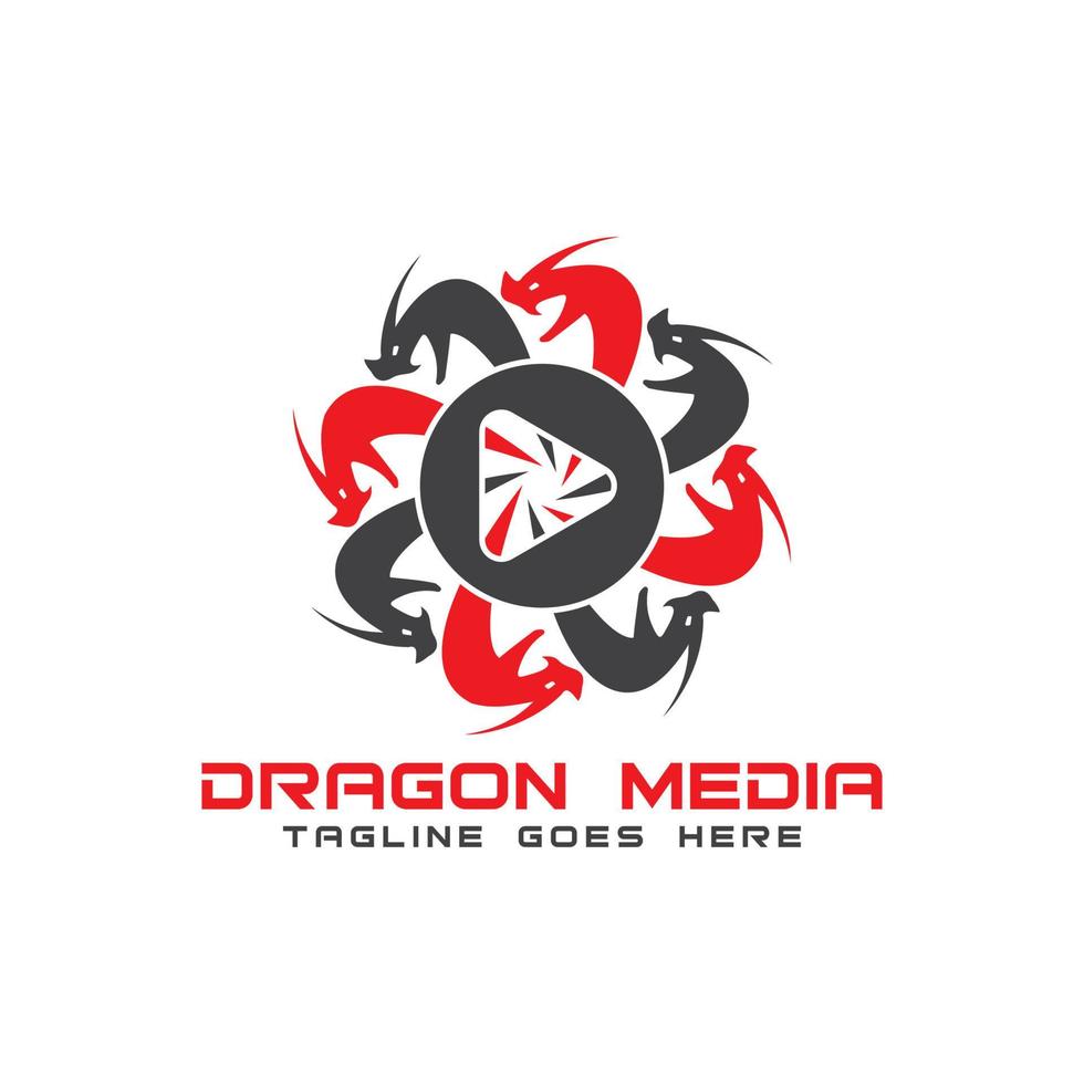 modèle de vecteur de conception de logo de médias de dragon